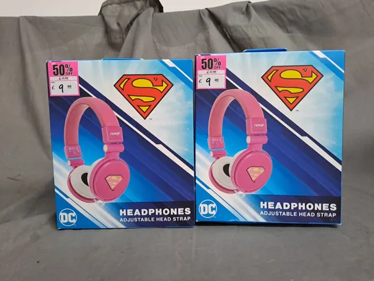 SET OF 2 DC HEADPHONES ADJUSTABLE HEAD STRAP 