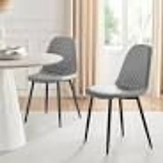 BOXED NEO SET OF 2 ELEPHANT GREY CORONA DINING CHAIRS IN SILVER