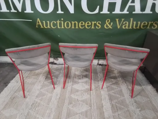 SET OF THREE ITALIAN MADE CALLIGARIS NEW YORK CHAIRS GREY/RED RRP £942