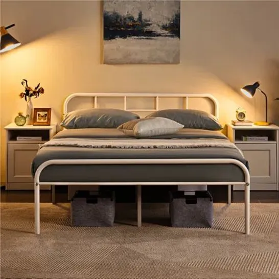 BOXED BYRAM BED 135cm WHITE