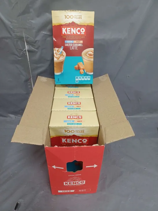 LOT OF 6 BOXES (8 PER BOX) KENCO ICED OR HOT SALTED CARAMEL LATTE SACHETS