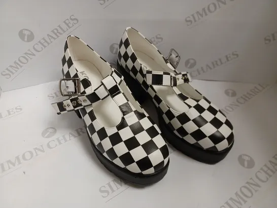 KOI VEGAN BLACK/WHITE CHEQUERED MARY JANES - SIZE 6