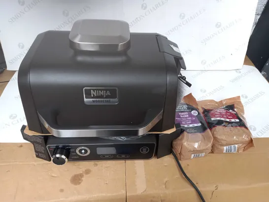 BOXED NINJA WOODFIRE ELECTRIC BBQ GRILL & SMOKER WITH AIR FRY FUNCTION OG701UKQ