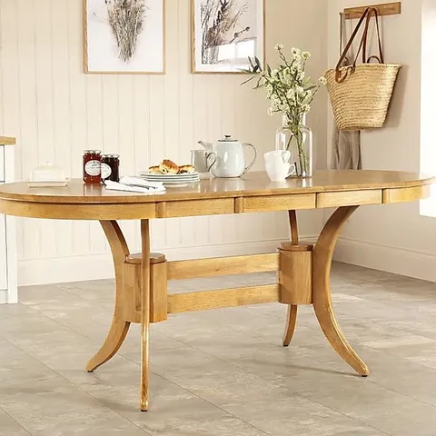 BOXED DESIGNER TOWNHOUSE OVAL OAK 150-180cm EXTENDING DINING TABLE (2 of 2 BOXES)