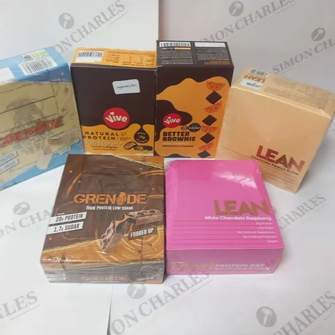 SIX ASSORTED PACKS OF PROTEIN BARS TO INCLUDE; LEAN, GRENIDE AND VIVE