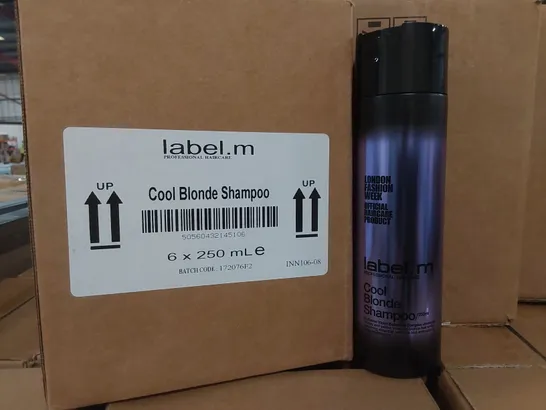 CAGE TO CONTAIN APPROX 180 X BOXES OF LABEL.M COOL BLONDE SHAMPOO - 6 X 250ml BOTTLES PER BOX // CAGE NOT INCLUDED 