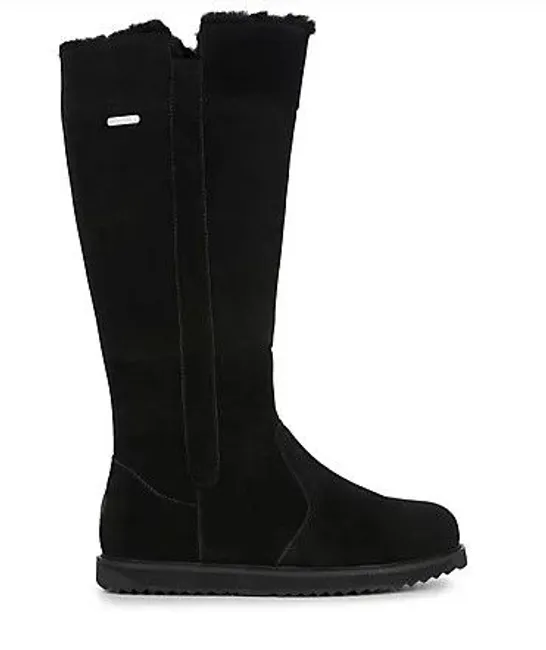 EMU ALL WEATHER WATERPROOF COLL SUEDE SHEEPSKIN MOONTA HIGH BOOT BLACK SIZE 6