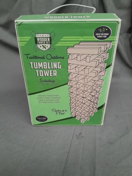 BOXED WOODEN TOWER SET OUTDOORS TUMBLING TOWER