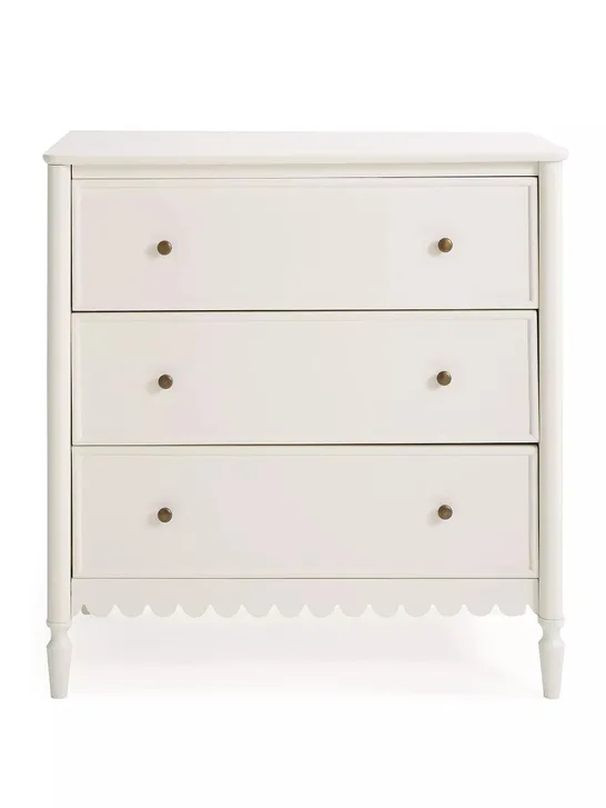 SCALLOP 3 DRAWER CHEST - CREAM - COLLETION ONLY