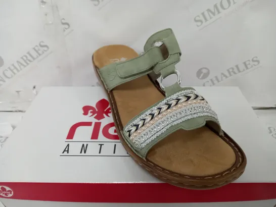 RIEKER ANTISTRESS OPEN TOE SANDALS IN GREEN - SIZE 41