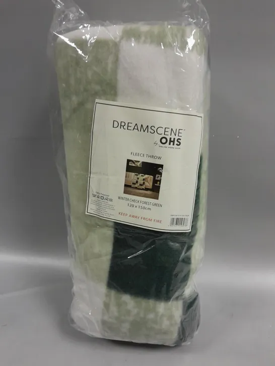 DREAMSCENE BY OHS FLEECE THROW WINTER CHECK FOREST GREEN (120 x 150cm)