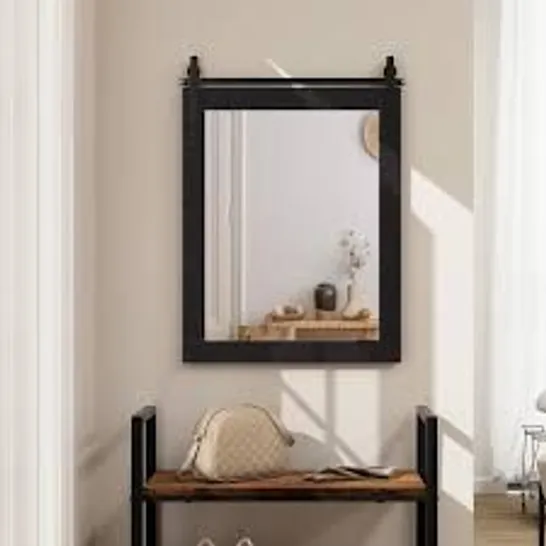 BOXED COSTWAY BLACK SOLID WOOD FRAME WALL MIRROR 76 X 55CM