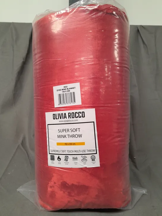 OLIVIA ROCCO SUPER SOFT MINK THROW IN RED (150 X 200CM)