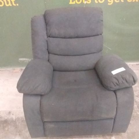 DESIGNER CHARCOAL FABRIC MANUAL RECLINING EASY CHAIR