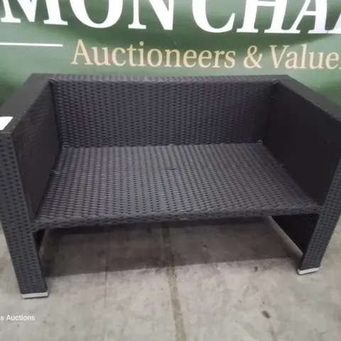 DESIGNER BLACK RATTAN TWO SEATER PATIO SOFA