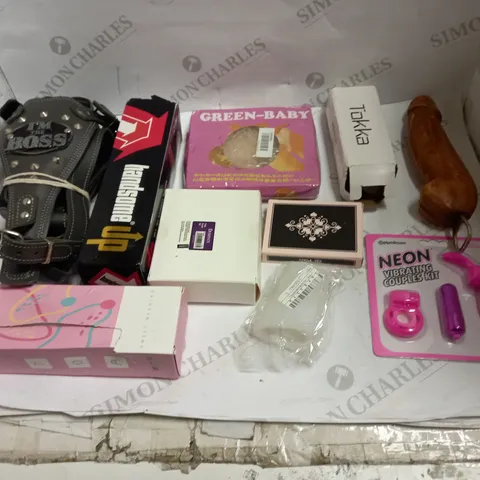 LOT OF 10 ASSORTED ADULT ITEMS TO INCLUDE VIBRATORS, COCK RINGS, STROKER ETC