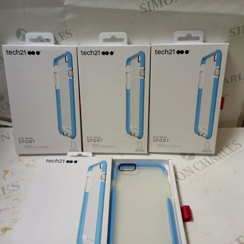 BOX OF APPROX 80 TECH21 PROTECTIVE PHONE CASES IPHONE 6 PLUS - BLUE/CLEAR