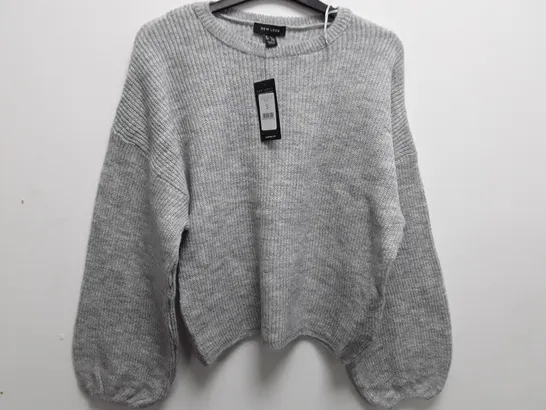 NEW LOOK BALLOON SLEEVE GREY JUMPER - S