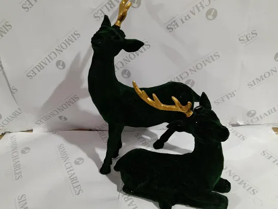 BOXED ALISON CORK SET OF 2 VELVET HENRY STAGS