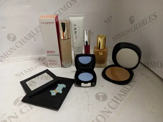 LOT OF 7 DESIGNER MAKE UP ITEMS, TO INCLUDE CLARINS, ESTEE LAUDER, ETC