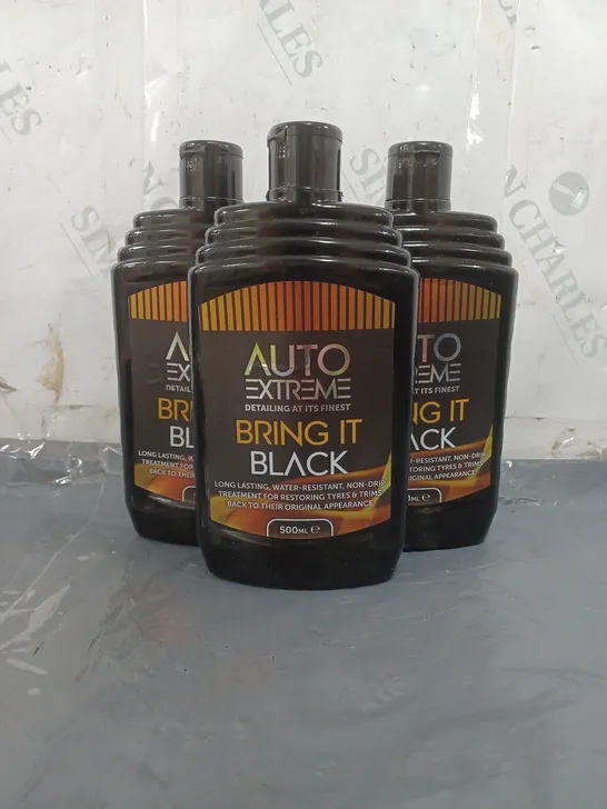 LOT OF 3 AUTO EXTREME BRING IT BLACK TRIM TYRE RESTORER LIQUID NON-DRIP TREATMENT 500ML COLLECTION ONLY 