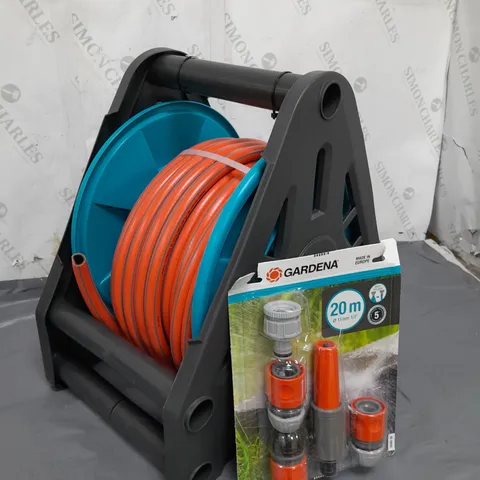 GARDENA HOSE REEL SET WITH FITTINGS - 20M 