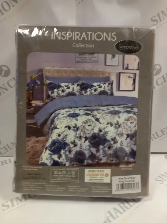 SLEEPDOWN INSPIRATIONS INKY FLORAL BLUE KING DUVET SET