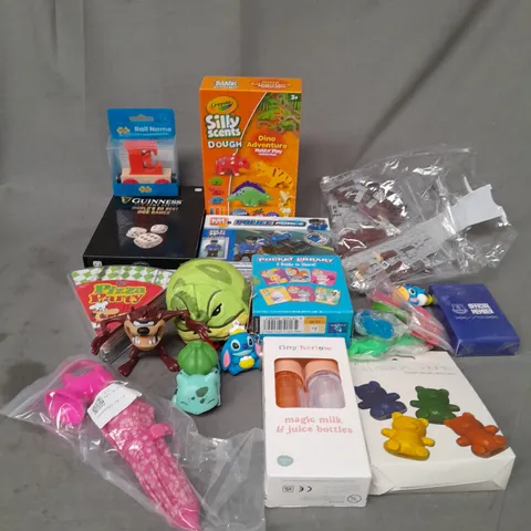 LOT OF ASSORTED TOYS AND GAMES TO INCLUDE TEDDIES, CRAYOLA AND LEGO