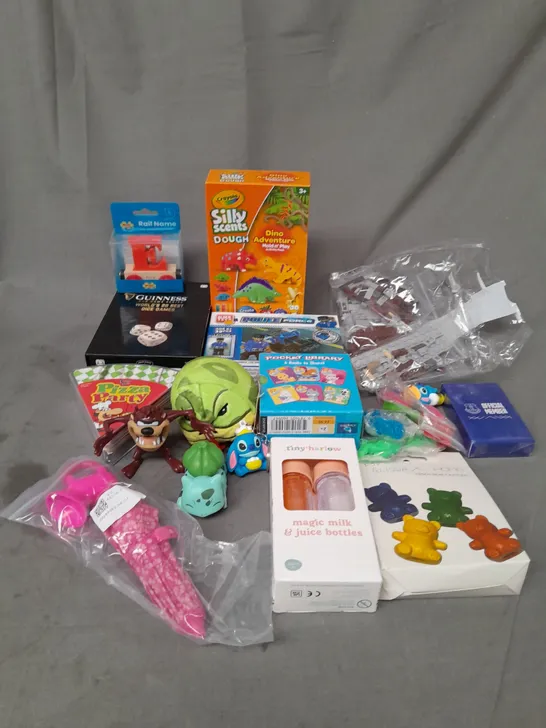 LOT OF ASSORTED TOYS AND GAMES TO INCLUDE TEDDIES, CRAYOLA AND LEGO