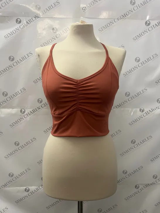 GYMSHARK ELEVATE LONGLINE SPORTS BRA IN ROSE BROWN SIZE M