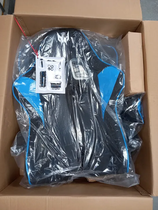 BOXED PREDATOR GAMING CHAIR IN BLUE/BLACK