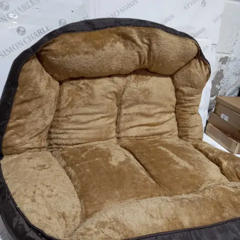 LARGE BROWN FLUFFY DOG BED 