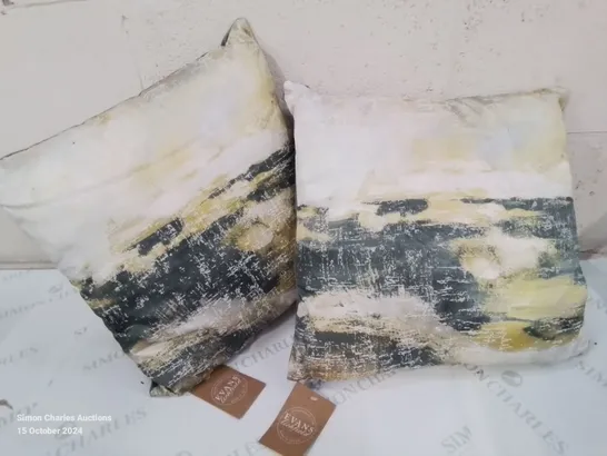 PAIR OF EVANS LICHFIELD WATERCOLOUR EFFECT COUNTRYSIDE SCATTER CUSHIONS 