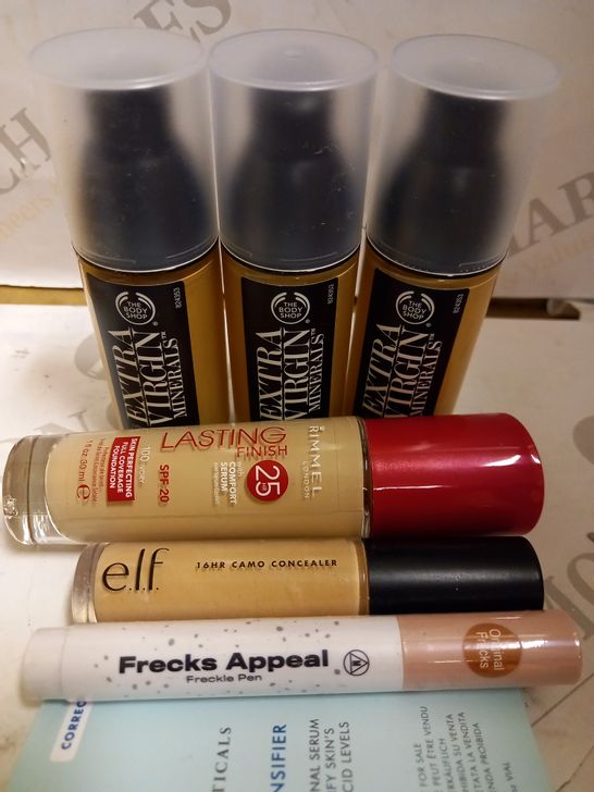 BAG OF VARIOUS FOUNDATIONS INCL. THE BODY SHOP, RIMMEL AND ELF