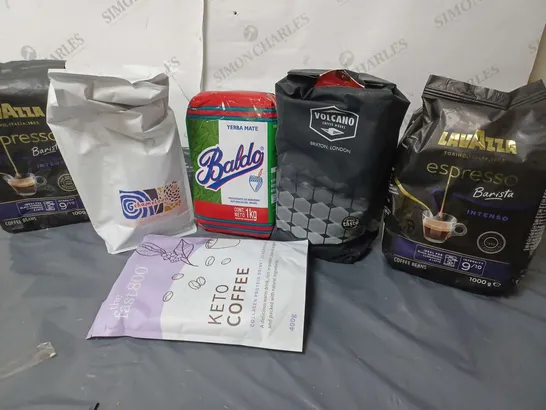 APPROXIMATELY 6 ASSORTED COFFEE & TEA ITEMS TO INCLUDE LAVAZZO ESPRESSO BARISTA INTENSO COFFEE BEANS (1000g), THE FAST 800 KETO COFFEE (400g), CHAMELEON MILK CHOC, STRAWBERRIES & CREAM WHOLEBEAN COFFE