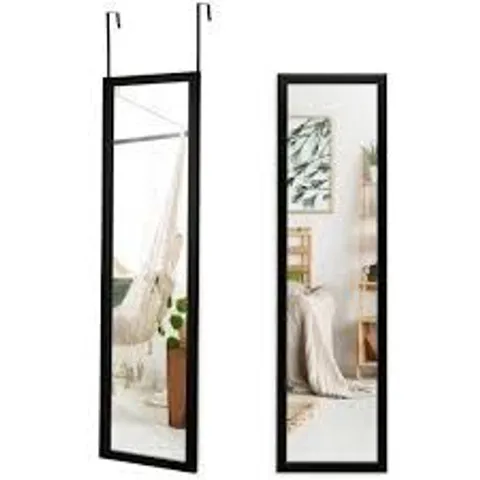 BOXED COSTWAY FULL LENGTH WALL MOUNTED MIRROR WITH PS FRAME & EXPLOSION-PROOF FILM - BLACK (1 BOX)