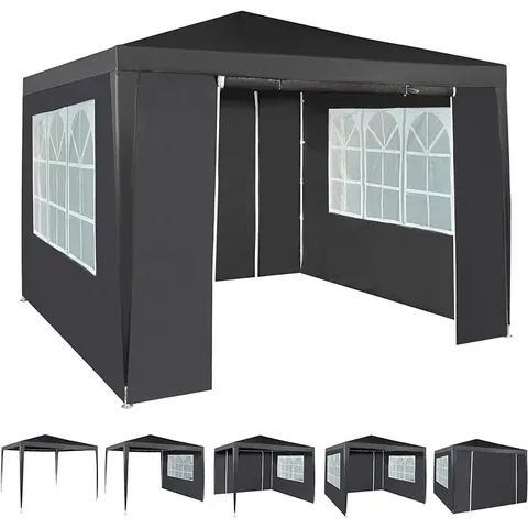 BOXED MIFFLINTOWN 3M X 3M STEEL PARTY TENT, GREY (1 BOX)