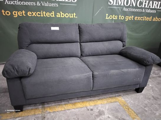 DESIGNER GREY FABRIC FIXED THREE SEATER SOFA 