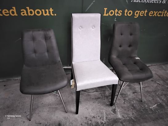 THREE ASSORTED DESIGNER UPHOLSTERED DINING CHAIRS