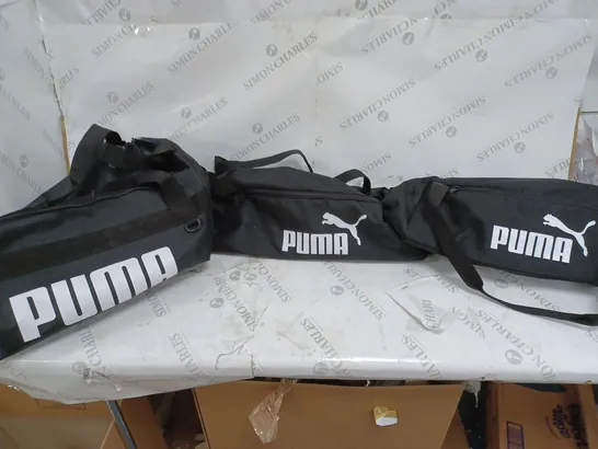 THREE PUMA SHOULDER DUFFEL BAGS IN BLACK 