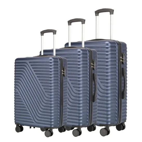 BOXED NEO SET OF 3 BLUE HARD SHELL LUGGAGE SUITCASES (1 BOX)