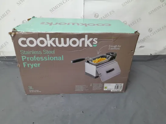 BOXED COOKWORKS STAINLESS STEEL PROFESSIONAL FRYER 3 LITRE 