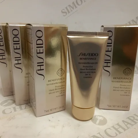 LOT OF 4 SHISEIDO BENEFIANCE WRINKLERESIST24 PROTECTIVE HAND REVITALISER (4 X 75ML)