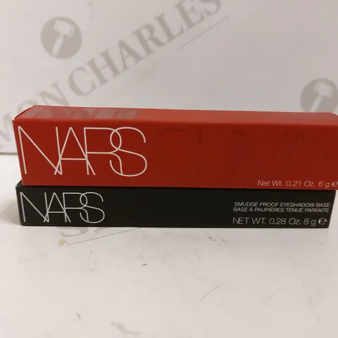 BOX OF 2 NARS ITEMS TO INCLUDE SMUDGE PROOF EYESHADOW BASE AND VOLUMIZING MASCARA