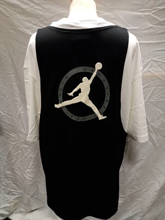 JORDAN FLIGHT MVP SHIRT, WHITE/BLACK - SIZE LARGE 