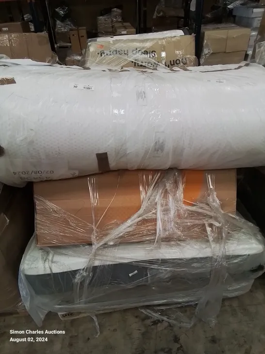 PALLET CONTAINING VARIOUS MATTRESSES SIZES AND SPECS VARY