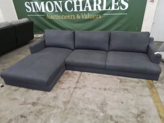 DESIGNER CHAISE SOFA CHARCOAL FABRIC 