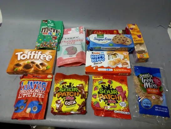 LOT OF APPROXMATELY 8 ITEMS TO INCLUDE  - M&MS MINI, SOUR PATCH KIDS, AND TOFFIFEE ETC.