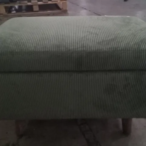 DESIGNER GREEN FABRIC STORAGE FOOTSTOOL