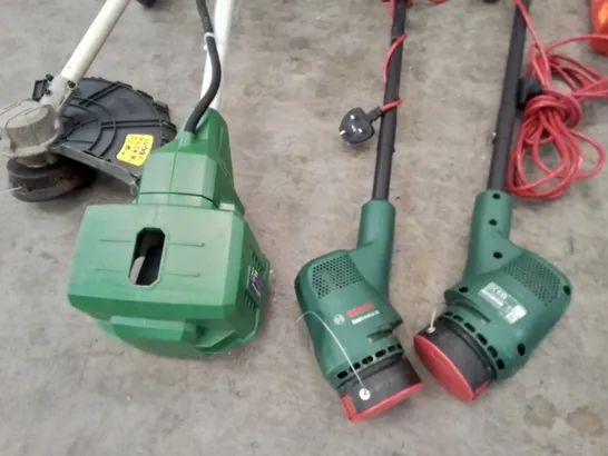 LOT OF ASSORTED GARDEN CARE TOOLS INCLUDES FLYMO HEDGE TRIMMERS, GRASS CUTTERS, PRESSURE WASHERS AND POLE TRIMMER